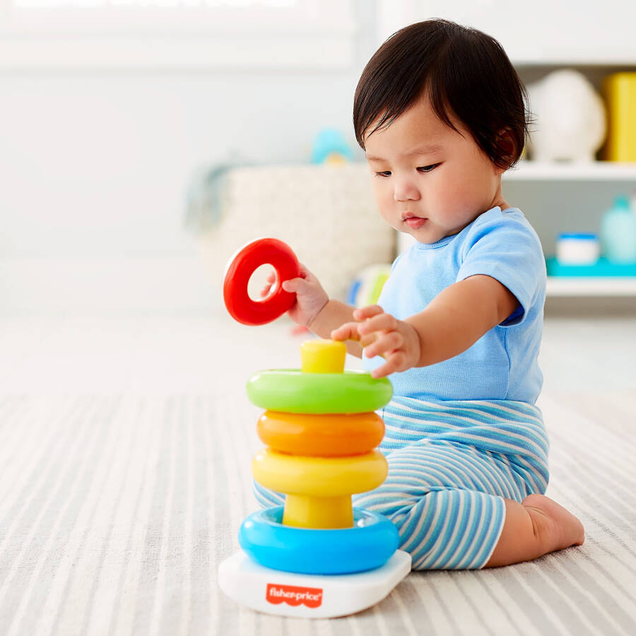 Bebekler için Yuvarlanan Tabanlı Fisher-Price Yüzük Istifleme Oyuncağı - 9