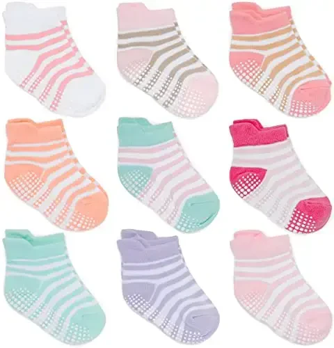 Zaples Baby Non Slip Grip Ankle Socks with Non Skid Soles for Infants Toddlers Kids Boys Girls - MODAZONE