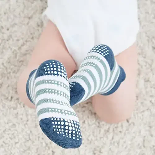 Zaples Baby Non Slip Grip Ankle Socks with Non Skid Soles for Infants Toddlers Kids Boys Girls - 5