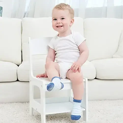 Zaples Baby Non Slip Grip Ankle Socks with Non Skid Soles for Infants Toddlers Kids Boys Girls - 6