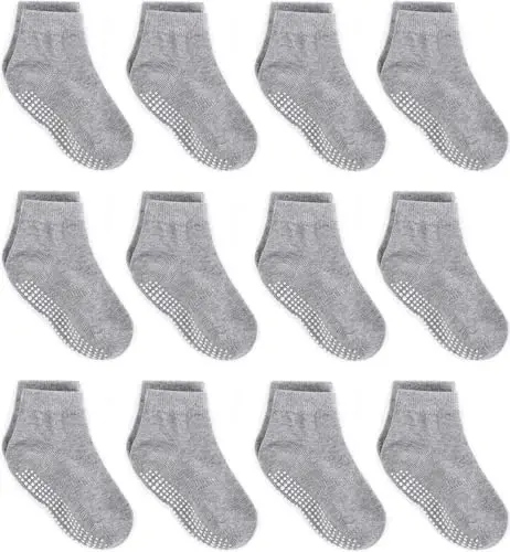 Zaples Baby Non Slip Grip Ankle Socks with Non Skid Soles for Infants Toddlers Kids Boys Girls - 1