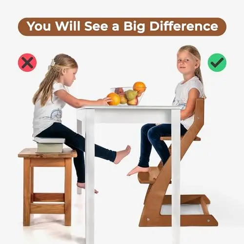 FORNEL Adjustable Wooden High Chair for Babies, Toddlers & Kids | The Grow-with-Me Chair from 6 Months to 200 lbs | Modern, Easy to Clean Dining Chair (Walnut) - 5