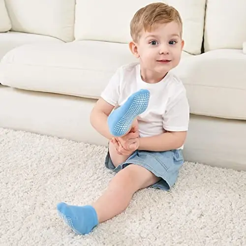 Zaples Baby Non Slip Grip Ankle Socks with Non Skid Soles for Infants Toddlers Kids Boys Girls - 3