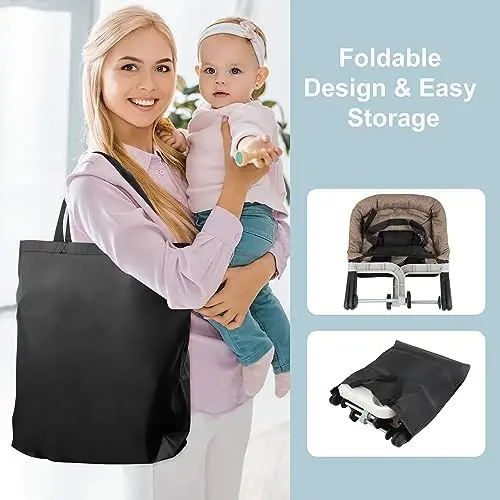 Jozzve Clip-On High Chair with Removable Dining Tray for Babies and Toddlers, Fold-Flat Storage Portable Baby Feeding Seat, Attach to Fast Table Chair for Home Travel (Brown) - 5