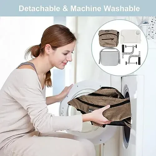 Jozzve Clip-On High Chair with Removable Dining Tray for Babies and Toddlers, Fold-Flat Storage Portable Baby Feeding Seat, Attach to Fast Table Chair for Home Travel (Brown) - 6