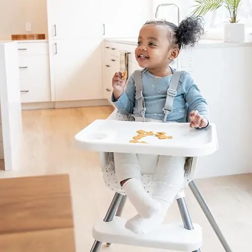 Regalo High Chair with Jelly Bean Seat Pad for Babies and Toddlers, Award Winning Brand, Removable Oversized Tray with Cup Holder, Five Point Harness, White - 3
