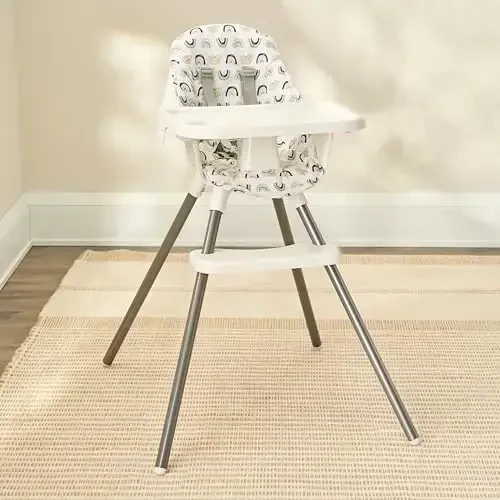 Regalo High Chair with Jelly Bean Seat Pad for Babies and Toddlers, Award Winning Brand, Removable Oversized Tray with Cup Holder, Five Point Harness, White - REGALO