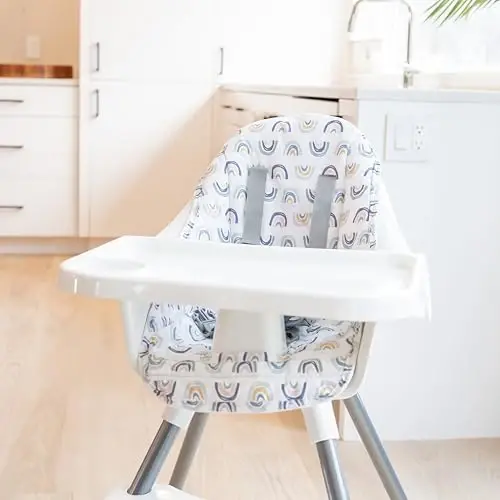 Regalo High Chair with Jelly Bean Seat Pad for Babies and Toddlers, Award Winning Brand, Removable Oversized Tray with Cup Holder, Five Point Harness, White - 2
