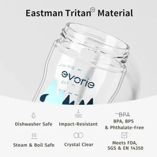 Evorie Tritan Weighted Straw Sippy Cup with Handles for Baby and Toddlers, Spill Proof Baby Water Bottle with Straw for 6 months and up, 7 Oz, Infant Training Water Bottle (Bumble bee) 