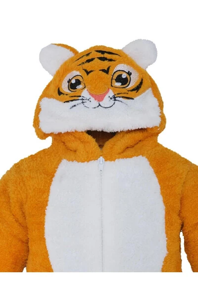 Welsoft Erkek Bebek Hardal Sarı Kaplan Şapkalı Peluş Uyku Tulumu - NURCIX (1)