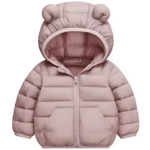 bebeone Toddler Winter Coats Puffer Padded Jacket Baby Boys Girls Bear Hoods Down Jacket Light Weight Infant Outerwear 