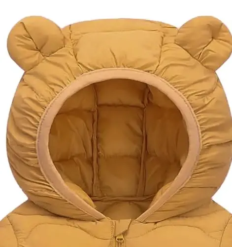 bebeone Toddler Winter Coats Puffer Padded Jacket Baby Boys Girls Bear Hoods Down Jacket Light Weight Infant Outerwear - 3