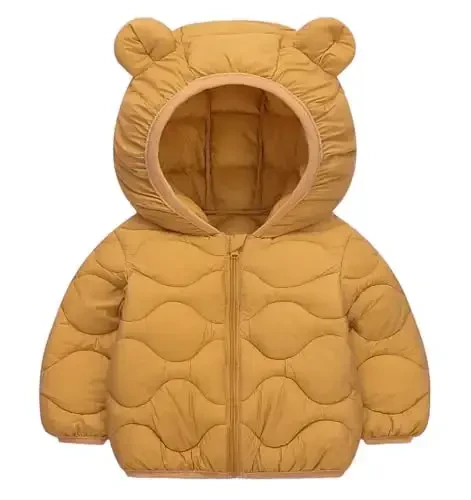 bebeone Toddler Winter Coats Puffer Padded Jacket Baby Boys Girls Bear Hoods Down Jacket Light Weight Infant Outerwear 