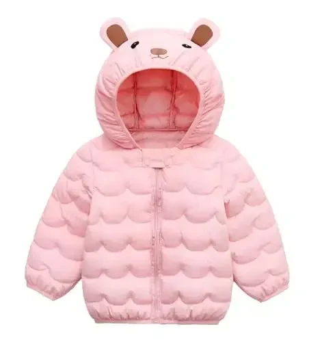 bebeone Toddler Winter Coats Puffer Padded Jacket Baby Boys Girls Bear Hoods Down Jacket Light Weight Infant Outerwear - BEBEONE