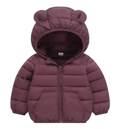 bebeone Toddler Winter Coats Puffer Padded Jacket Baby Boys Girls Bear Hoods Down Jacket Light Weight Infant Outerwear - BEBEONE