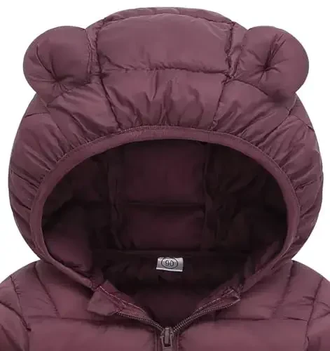 bebeone Toddler Winter Coats Puffer Padded Jacket Baby Boys Girls Bear Hoods Down Jacket Light Weight Infant Outerwear - 3