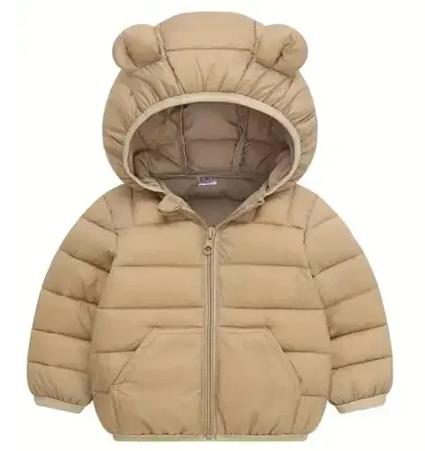 bebeone Toddler Winter Coats Puffer Padded Jacket Baby Boys Girls Bear Hoods Down Jacket Light Weight Infant Outerwear 