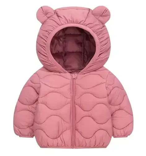 bebeone Toddler Winter Coats Puffer Padded Jacket Baby Boys Girls Bear Hoods Down Jacket Light Weight Infant Outerwear - BEBEONE