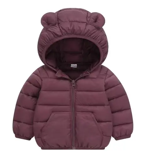 bebeone Toddler Winter Coats Puffer Padded Jacket Baby Boys Girls Bear Hoods Down Jacket Light Weight Infant Outerwear - BEBEONE