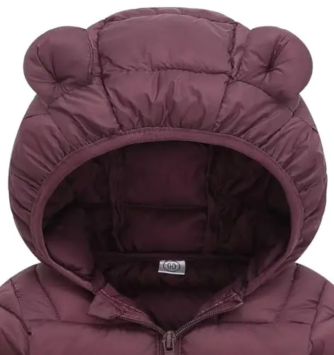 bebeone Toddler Winter Coats Puffer Padded Jacket Baby Boys Girls Bear Hoods Down Jacket Light Weight Infant Outerwear - 3