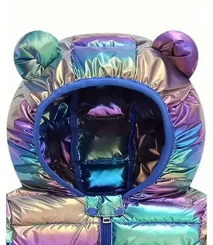bebeone Toddler Winter Coats Puffer Padded Jacket Baby Boys Girls Bear Hoods Down Jacket Light Weight Infant Outerwear - 3