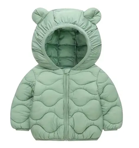 bebeone Toddler Winter Coats Puffer Padded Jacket Baby Boys Girls Bear Hoods Down Jacket Light Weight Infant Outerwear 