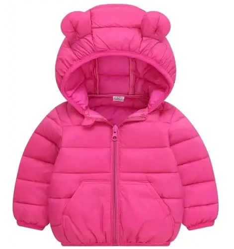 bebeone Toddler Winter Coats Puffer Padded Jacket Baby Boys Girls Bear Hoods Down Jacket Light Weight Infant Outerwear - 1