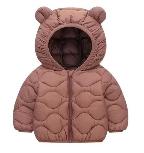 bebeone Toddler Winter Coats Puffer Padded Jacket Baby Boys Girls Bear Hoods Down Jacket Light Weight Infant Outerwear 