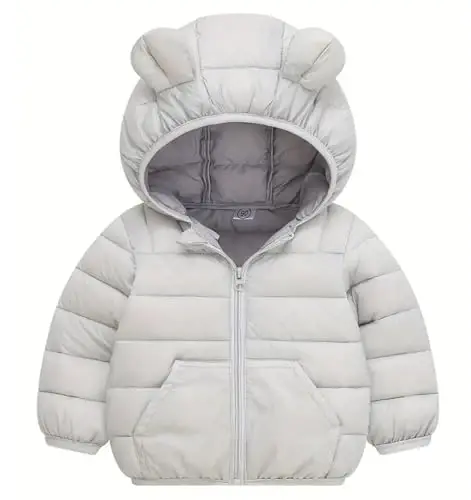 bebeone Toddler Winter Coats Puffer Padded Jacket Baby Boys Girls Bear Hoods Down Jacket Light Weight Infant Outerwear - BEBEONE