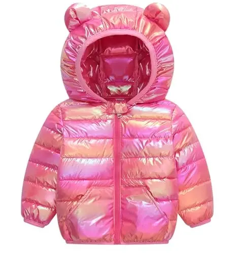 bebeone Toddler Winter Coats Puffer Padded Jacket Baby Boys Girls Bear Hoods Down Jacket Light Weight Infant Outerwear 