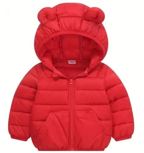 bebeone Toddler Winter Coats Puffer Padded Jacket Baby Boys Girls Bear Hoods Down Jacket Light Weight Infant Outerwear - BEBEONE