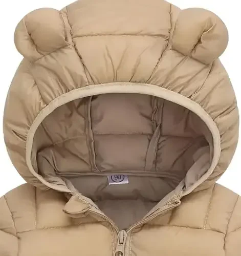 bebeone Toddler Winter Coats Puffer Padded Jacket Baby Boys Girls Bear Hoods Down Jacket Light Weight Infant Outerwear - 3