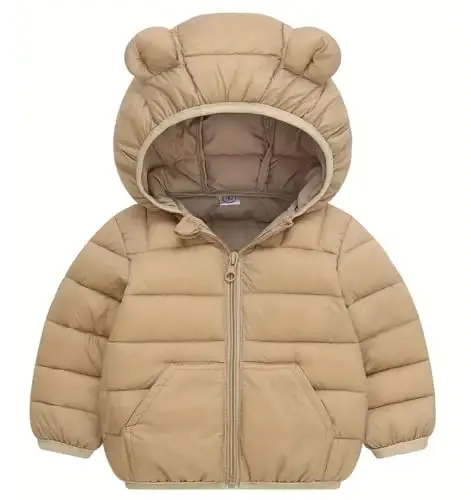 bebeone Toddler Winter Coats Puffer Padded Jacket Baby Boys Girls Bear Hoods Down Jacket Light Weight Infant Outerwear - BEBEONE