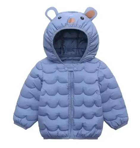 bebeone Toddler Winter Coats Puffer Padded Jacket Baby Boys Girls Bear Hoods Down Jacket Light Weight Infant Outerwear - BEBEONE