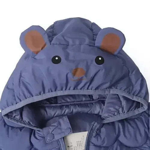 bebeone Toddler Winter Coats Puffer Padded Jacket Baby Boys Girls Bear Hoods Down Jacket Light Weight Infant Outerwear - 3