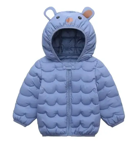 bebeone Toddler Winter Coats Puffer Padded Jacket Baby Boys Girls Bear Hoods Down Jacket Light Weight Infant Outerwear 