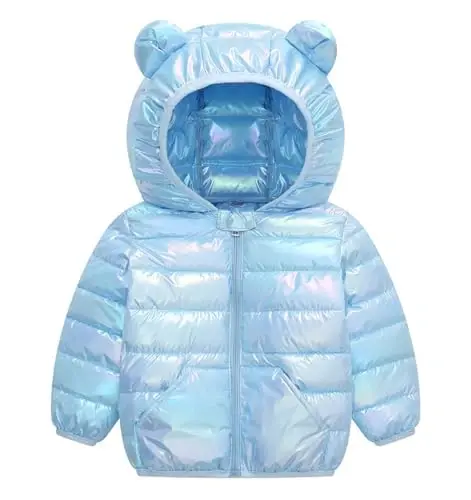 bebeone Toddler Winter Coats Puffer Padded Jacket Baby Boys Girls Bear Hoods Down Jacket Light Weight Infant Outerwear - BEBEONE