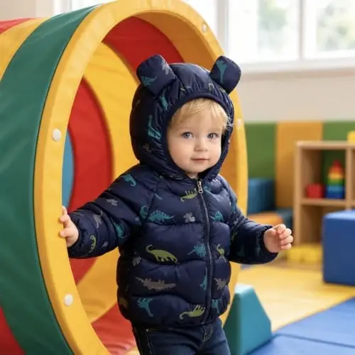 bebeone Toddler Winter Coats Puffer Padded Jacket Baby Boys Girls Bear Hoods Down Jacket Light Weight Infant Outerwear - 3