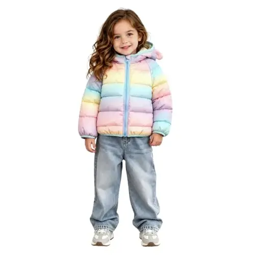 bebeone Toddler Winter Coats Puffer Padded Jacket Baby Boys Girls Bear Hoods Down Jacket Light Weight Infant Outerwear - 1