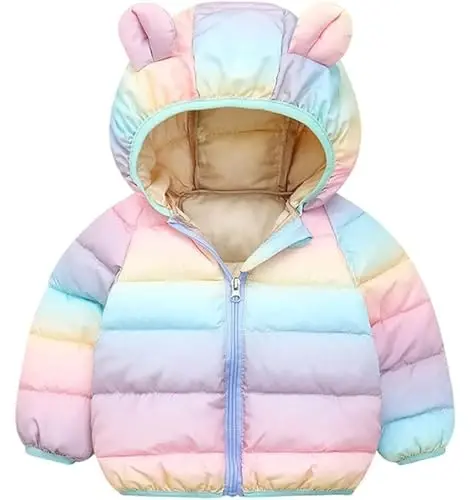 bebeone Toddler Winter Coats Puffer Padded Jacket Baby Boys Girls Bear Hoods Down Jacket Light Weight Infant Outerwear - 2