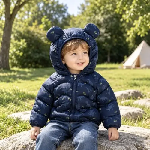 bebeone Toddler Winter Coats Puffer Padded Jacket Baby Boys Girls Bear Hoods Down Jacket Light Weight Infant Outerwear - bebeone (1)