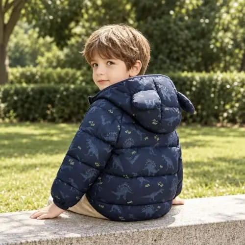 bebeone Toddler Winter Coats Puffer Padded Jacket Baby Boys Girls Bear Hoods Down Jacket Light Weight Infant Outerwear - 3