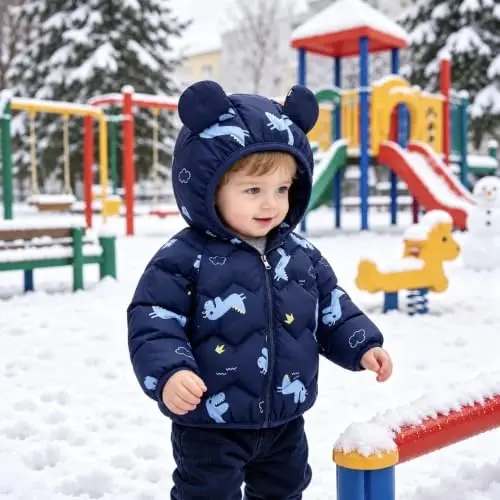 bebeone Toddler Winter Coats Puffer Padded Jacket Baby Boys Girls Bear Hoods Down Jacket Light Weight Infant Outerwear - bebeone (1)