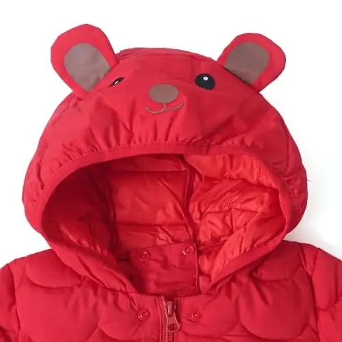 bebeone Toddler Winter Coats Puffer Padded Jacket Baby Boys Girls Bear Hoods Down Jacket Light Weight Infant Outerwear - 3
