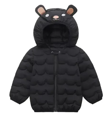 bebeone Toddler Winter Coats Puffer Padded Jacket Baby Boys Girls Bear Hoods Down Jacket Light Weight Infant Outerwear 
