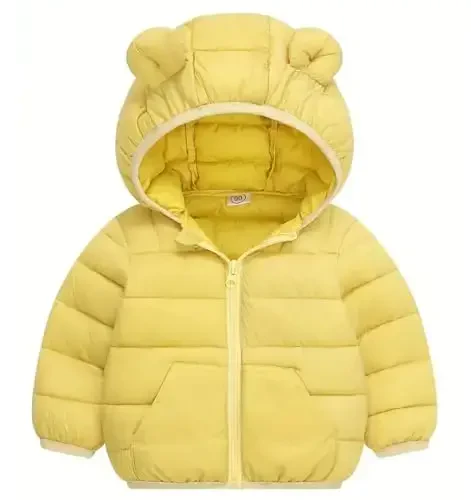 bebeone Toddler Winter Coats Puffer Padded Jacket Baby Boys Girls Bear Hoods Down Jacket Light Weight Infant Outerwear - BEBEONE