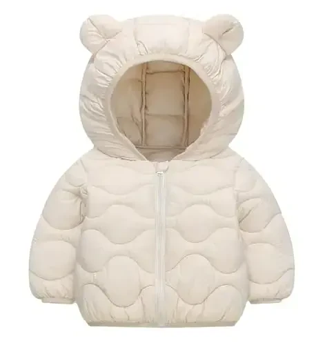 bebeone Toddler Winter Coats Puffer Padded Jacket Baby Boys Girls Bear Hoods Down Jacket Light Weight Infant Outerwear 