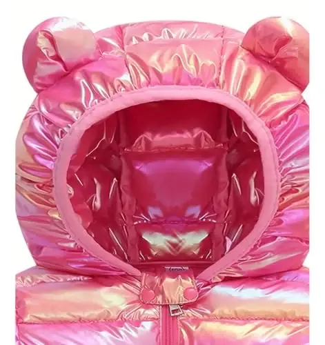 bebeone Toddler Winter Coats Puffer Padded Jacket Baby Boys Girls Bear Hoods Down Jacket Light Weight Infant Outerwear - 3