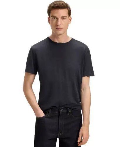 BECKHAM x BOSS Men's Soft Linen Regular-Fit T-Shirt - Dark Blue - 1