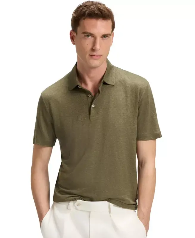BECKHAM x BOSS Men's Linen Regular-Fit Polo Shirt - HUGO BOSS